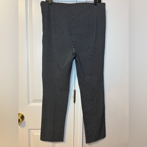 Anthropologie The Essential Slim Pants Trouser Black White Circle Pattern Sz 12 - Picture 8 of 16